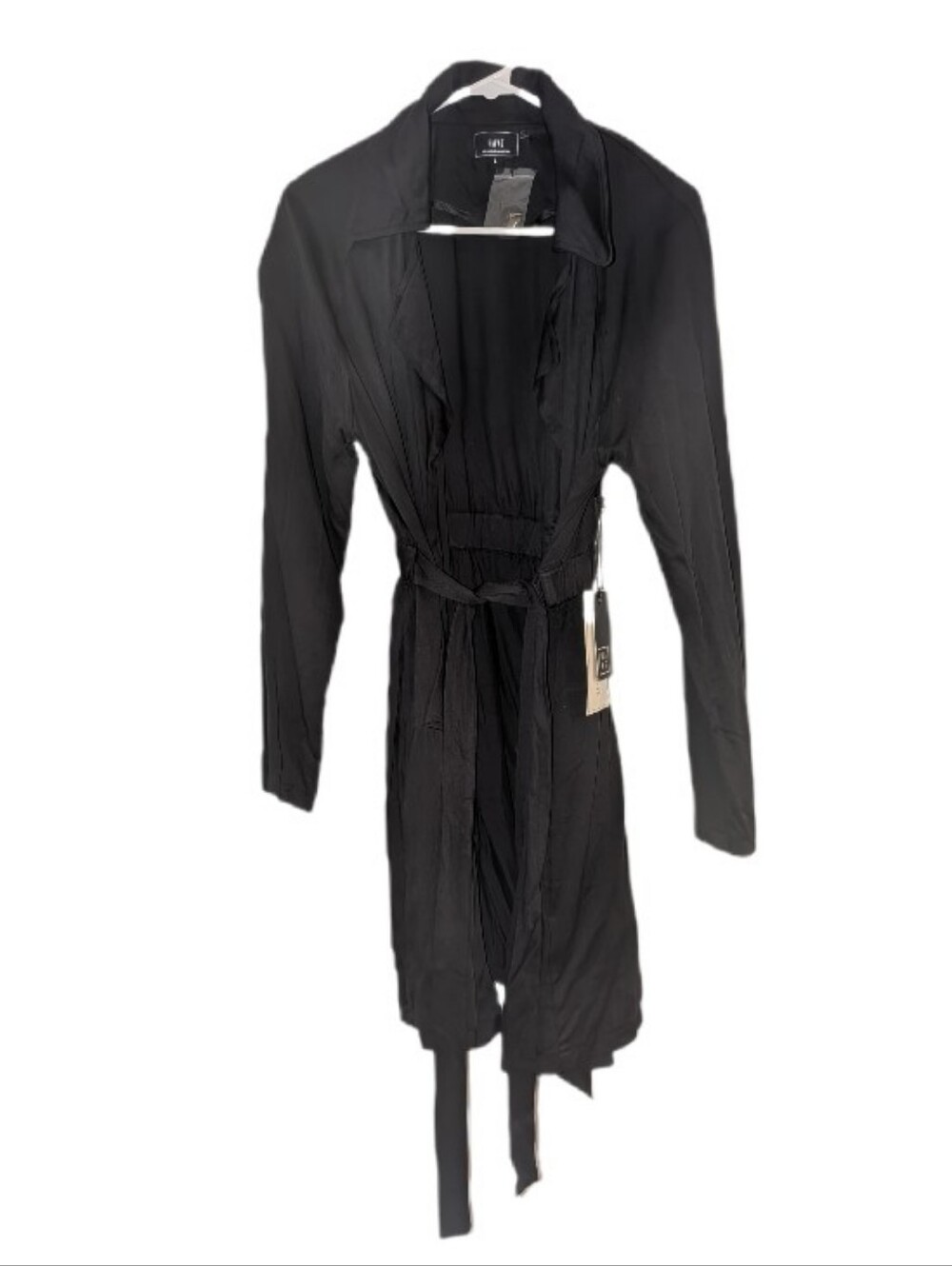 🆕 Have Black Open Front Tie Belt Cardigan L
